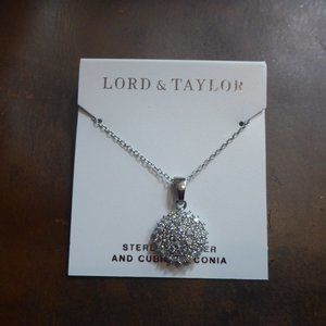 Sterling Silver Necklace w/ Cubic Zirconia Circular Pendant